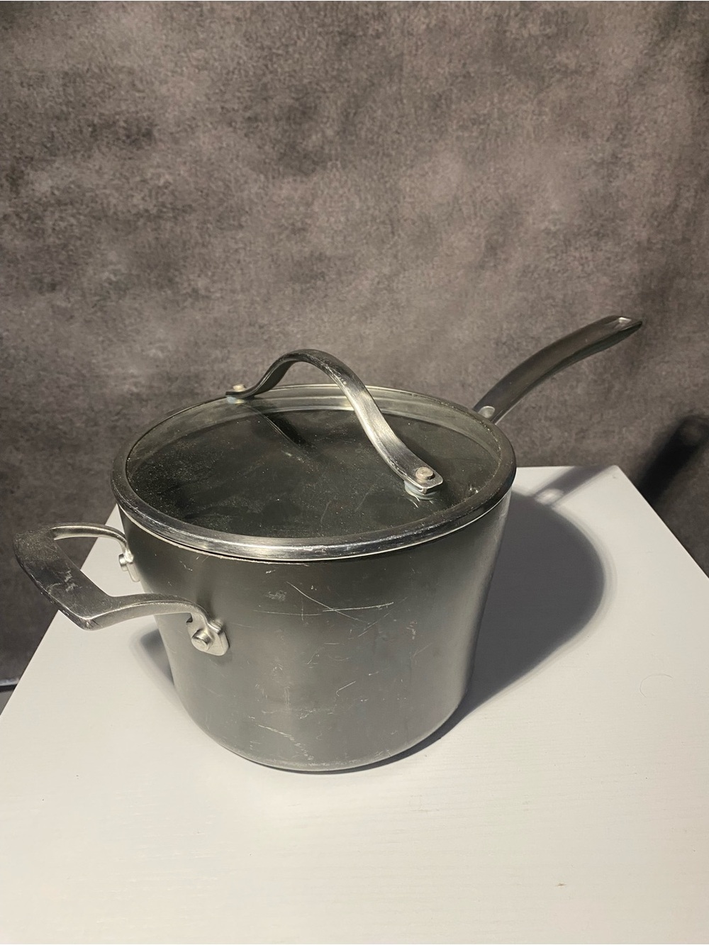 Kirkland Signature Hard Anodized 4 Qt Saucepan Pot with Glass Lid